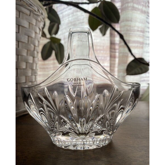 Gorham Lady Anne Basket Full Lead Crystal Crystal 5.25" Tall With Box 835507 - Picture 1 of 11